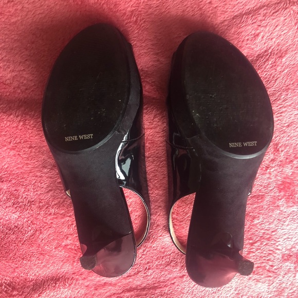 Nine West size 7.5 black patent leather sling backs - Picture 10 of 12
